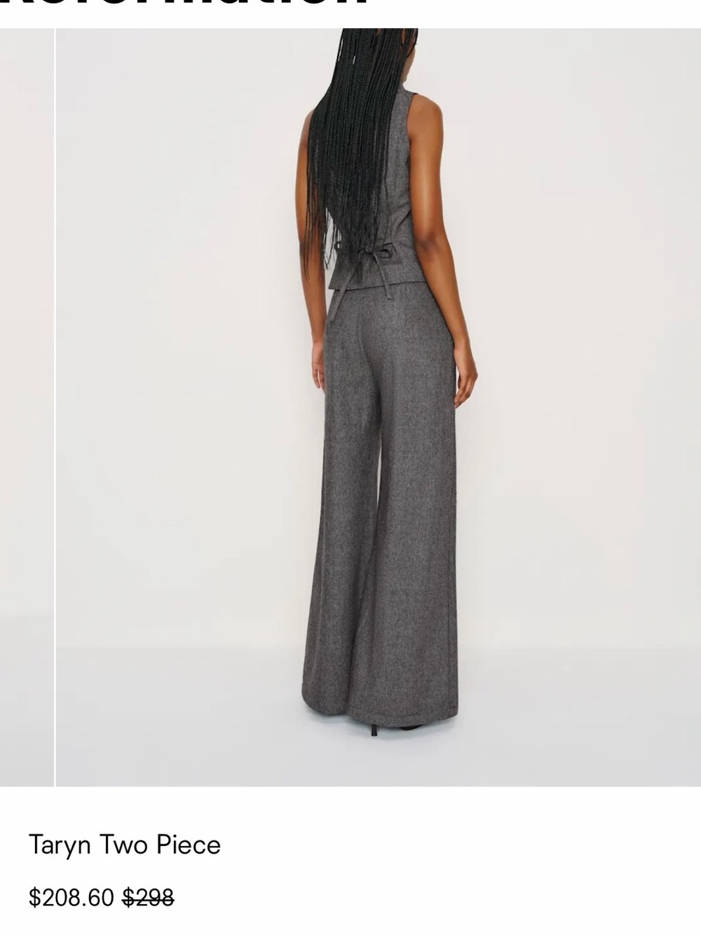 Reformation Taryn Two-Piece Set - Charcoal Gray - Picture 2 of 12